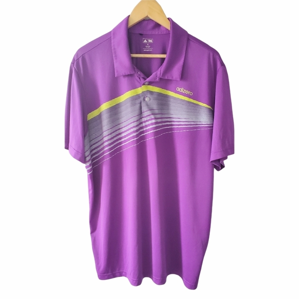 Adidas Adizero Purple and Green Golf Shirt Size XL